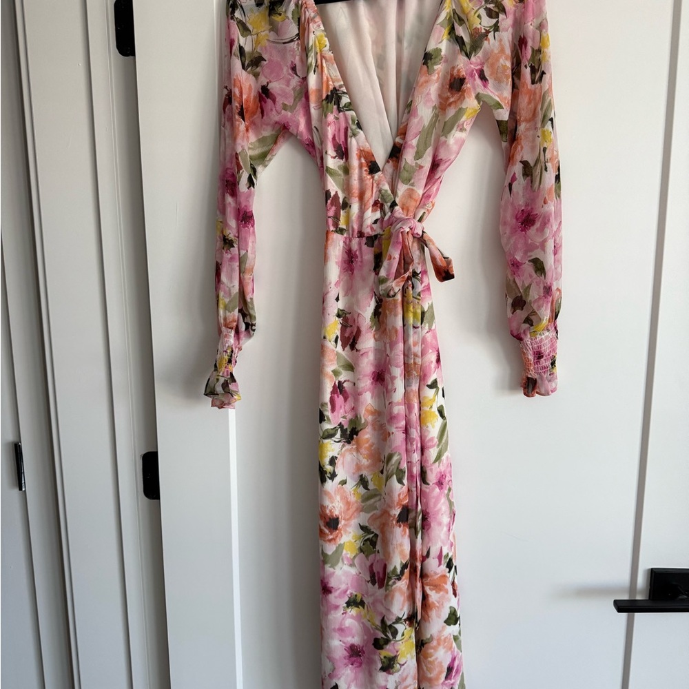 Floral wrap midi dress